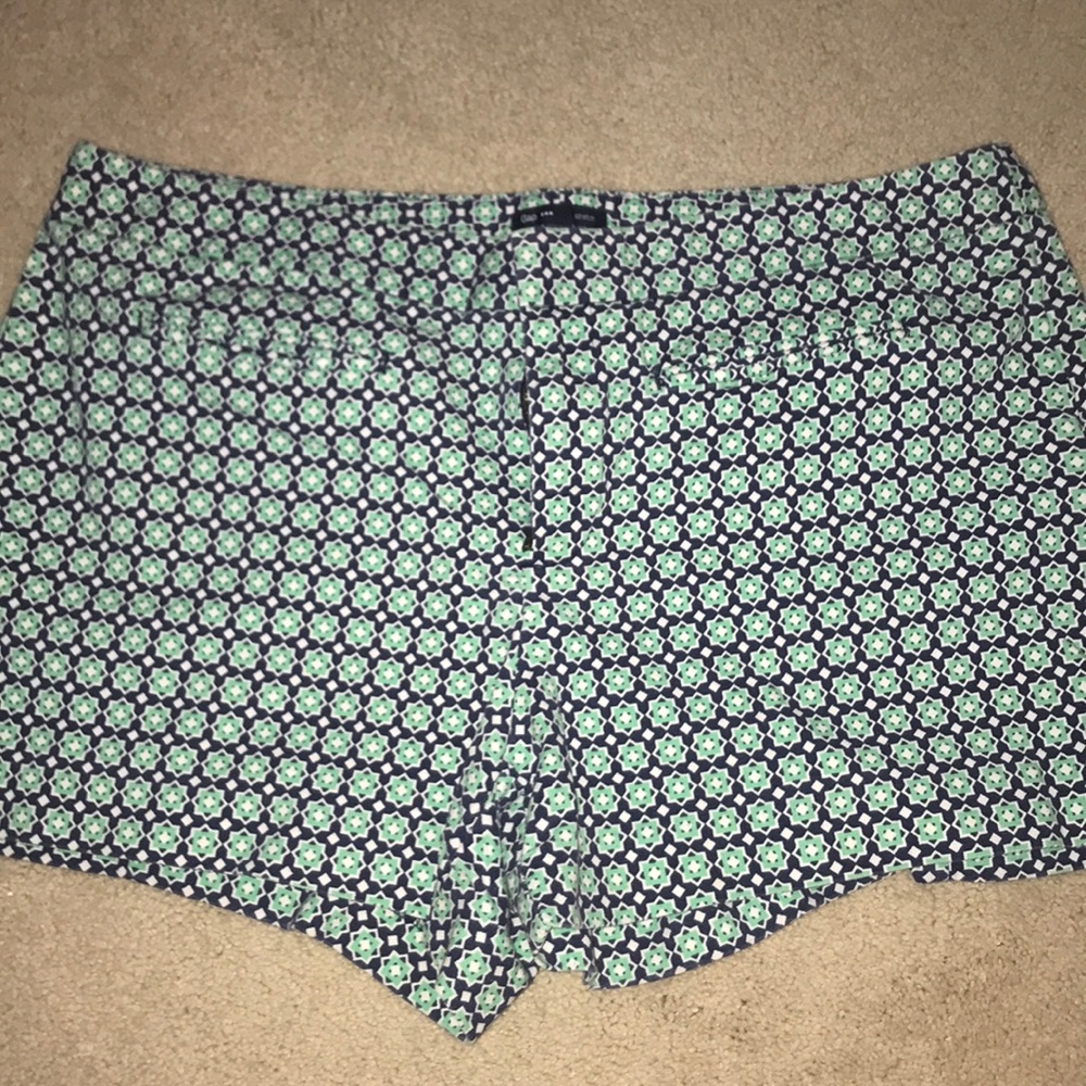 green and blue geometric shorts